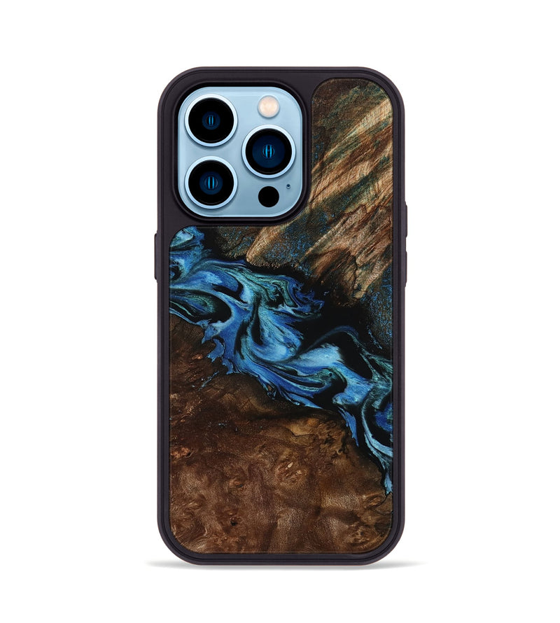 iPhone 14 Pro Wood Phone Case - Porsha (Blue, 807442)