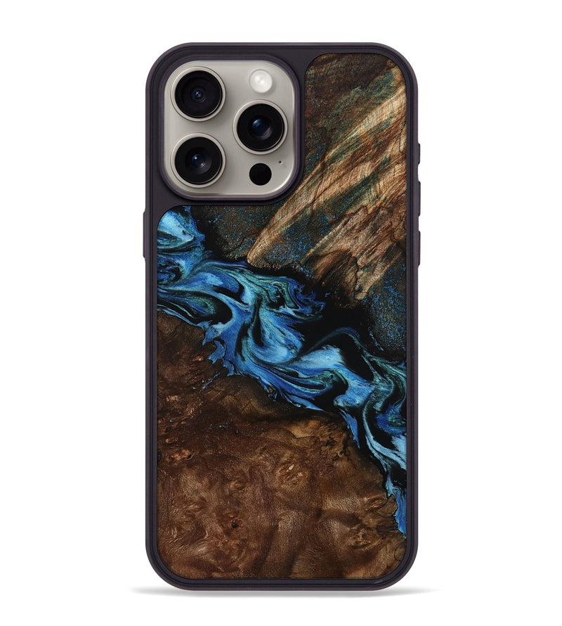 iPhone 15 Pro Max Wood Phone Case - Porsha (Blue, 807442)