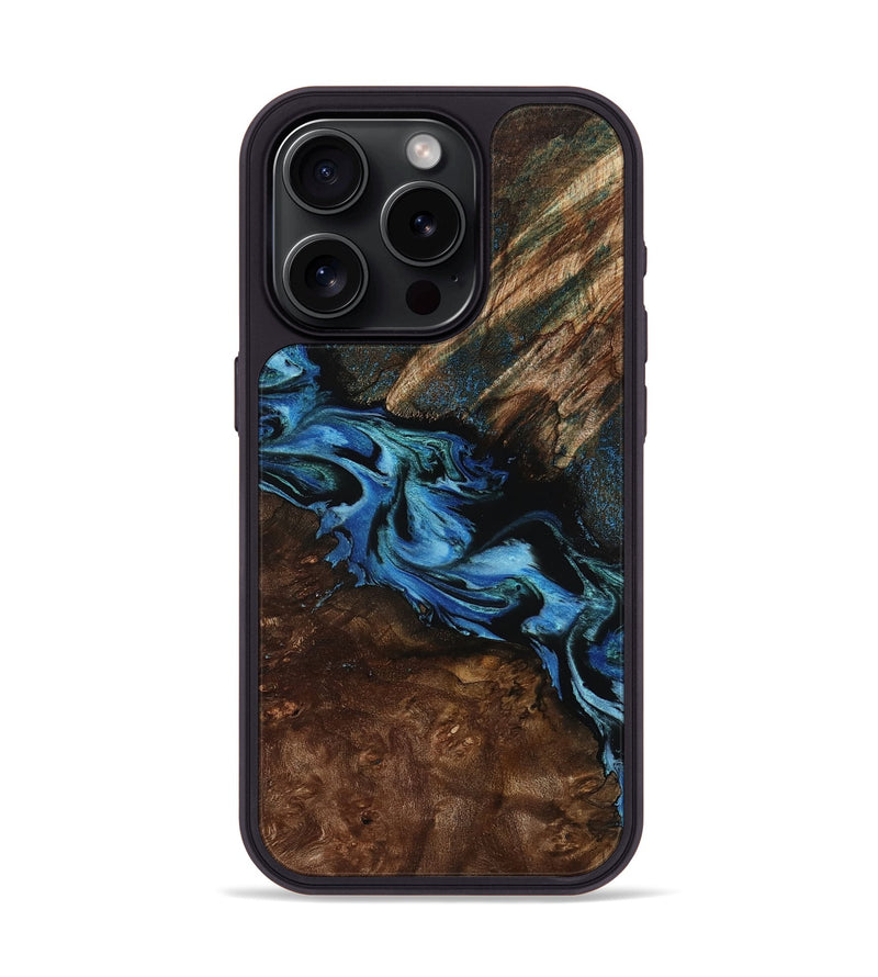 iPhone 15 Pro Wood Phone Case - Porsha (Blue, 807442)