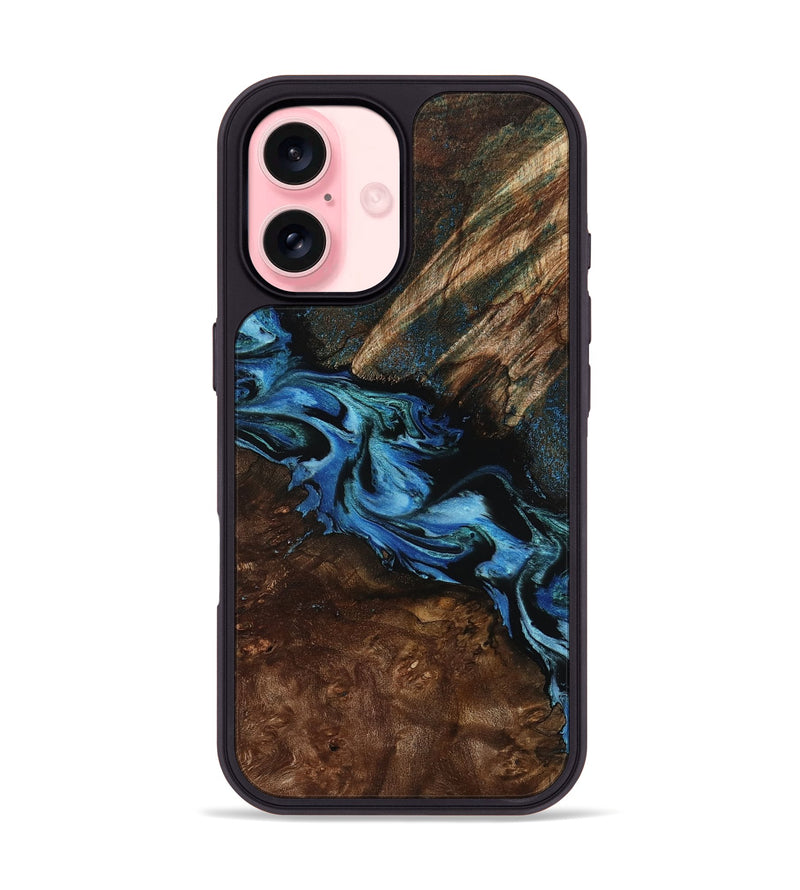 iPhone 16 Wood Phone Case - Porsha (Blue, 807442)