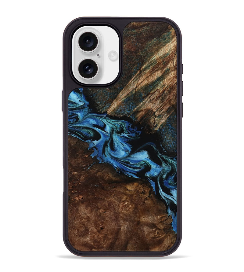 iPhone 16 Plus Wood Phone Case - Porsha (Blue, 807442)