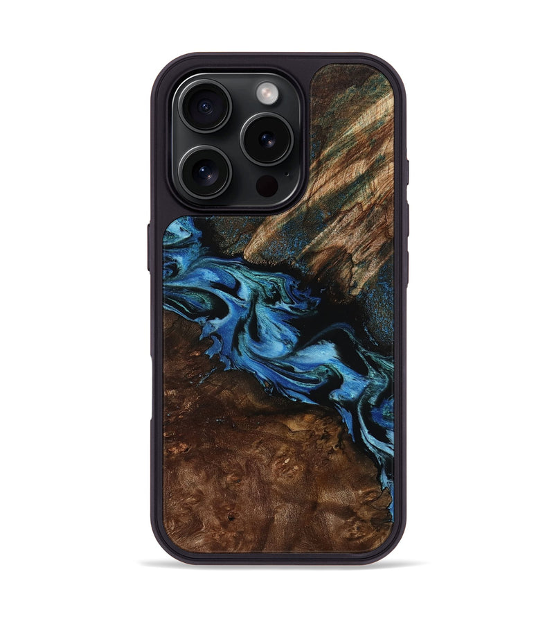 iPhone 16 Pro Wood Phone Case - Porsha (Blue, 807442)