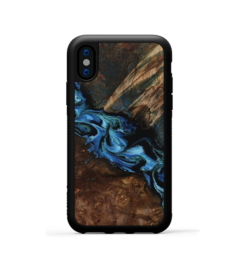 iPhone Xs Wood Phone Case - Porsha (Blue, 807442)