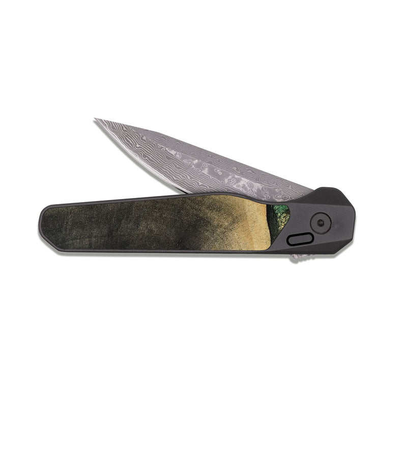 EDC Dark Damascus Wood Pocket Knife - Liliana (Green, 807443)