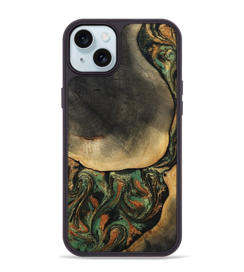 iPhone 15 Plus Wood Phone Case - Liliana (Green, 807443)