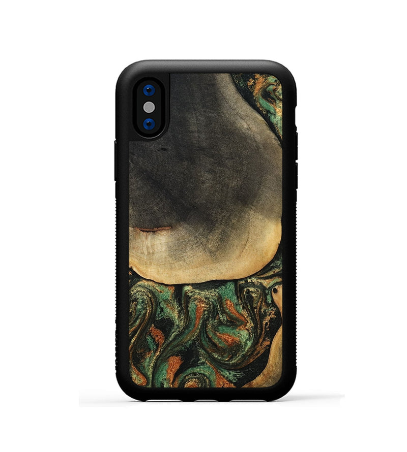 iPhone Xs Wood Phone Case - Liliana (Green, 807443)