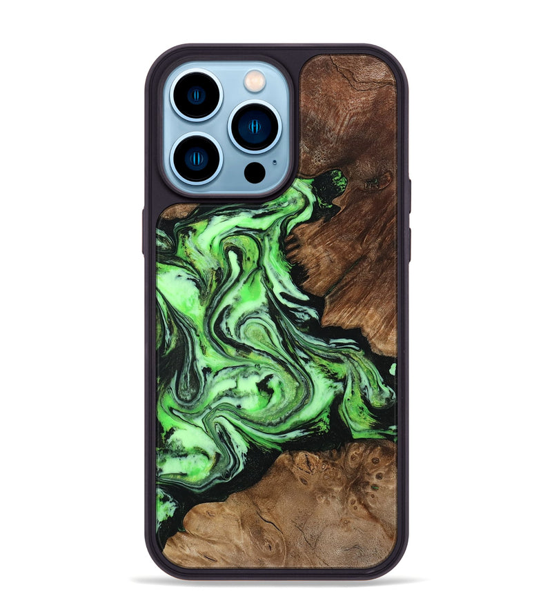 iPhone 14 Pro Max Wood Phone Case - Spencer (Green, 807446)