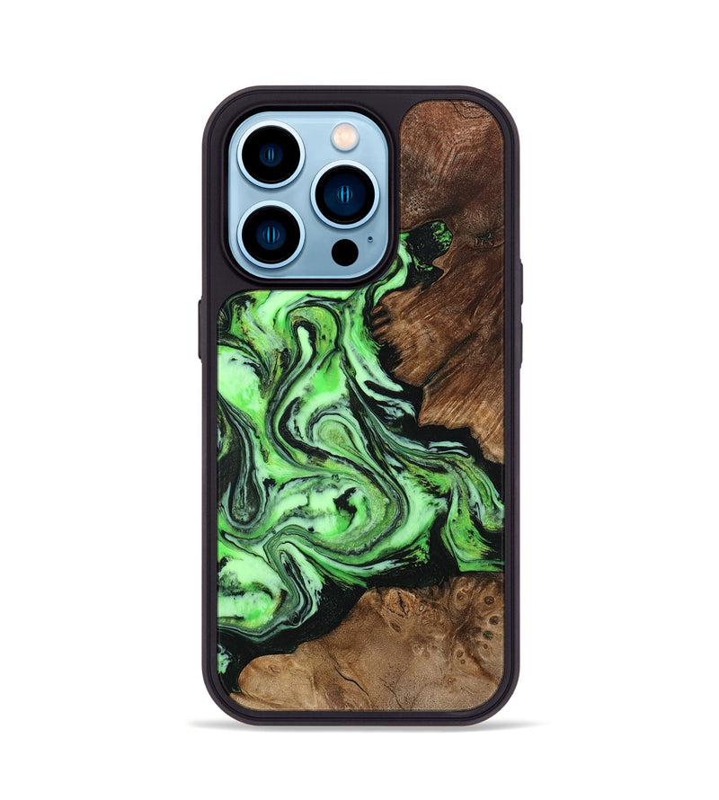 iPhone 14 Pro Wood Phone Case - Spencer (Green, 807446)
