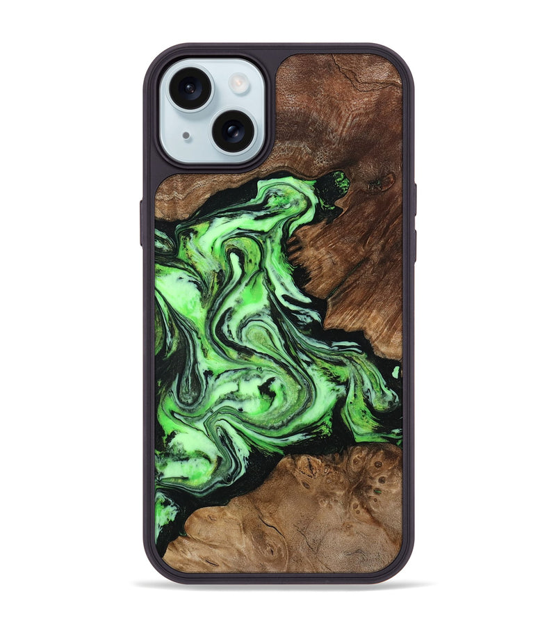 iPhone 15 Plus Wood Phone Case - Spencer (Green, 807446)