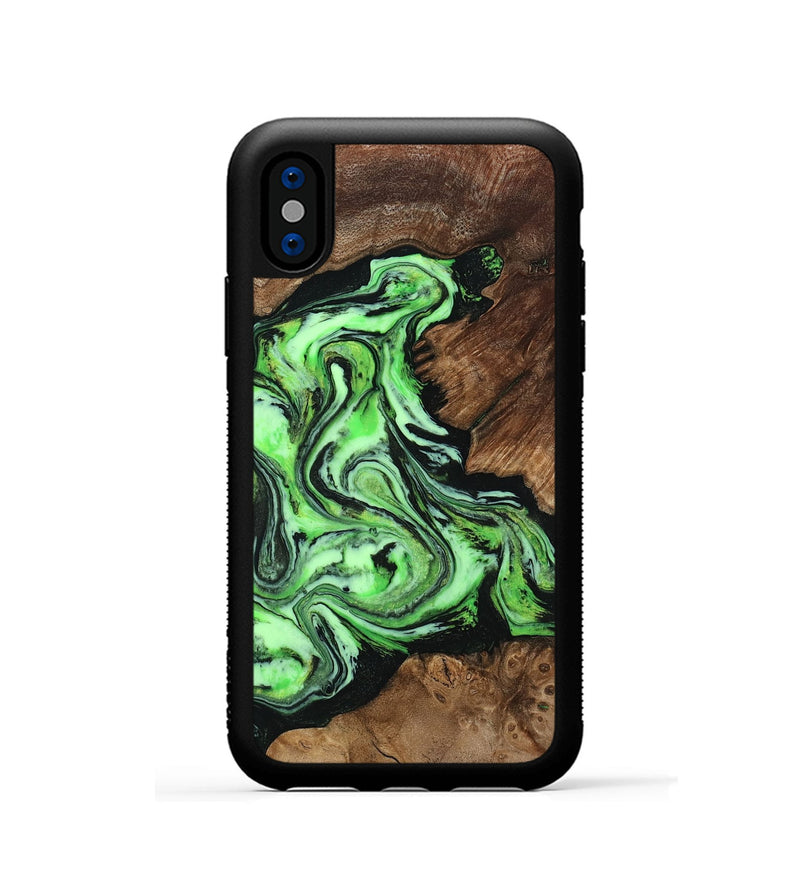 iPhone Xs Wood Phone Case - Spencer (Green, 807446)