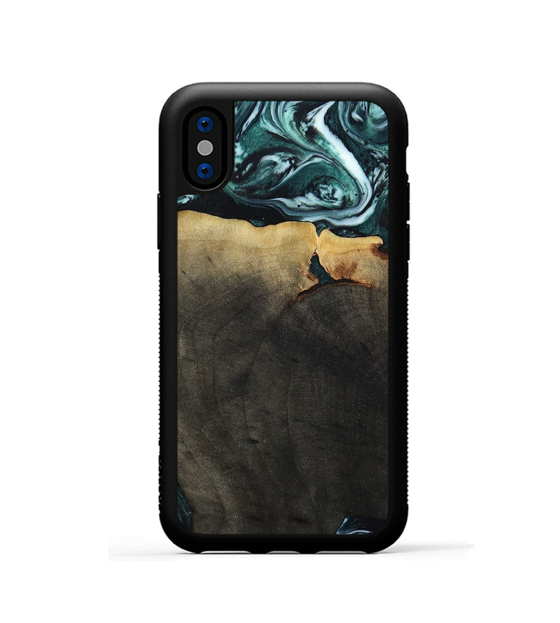 iPhone Xs Wood Phone Case - Love (Green, 807447)