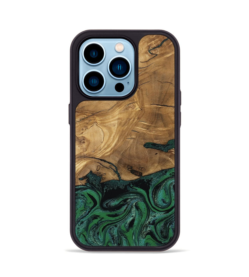 iPhone 14 Pro Wood Phone Case - Meghan (Green, 807448)