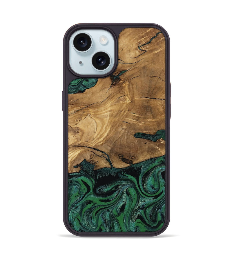 iPhone 15 Wood Phone Case - Meghan (Green, 807448)
