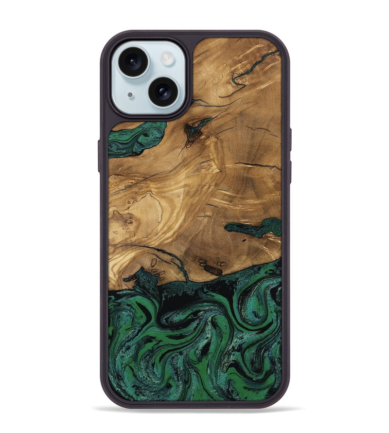 iPhone 15 Plus Wood Phone Case - Meghan (Green, 807448)