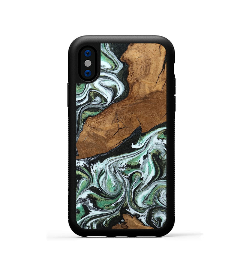 iPhone Xs Wood Phone Case - Haylie (Green, 807449)
