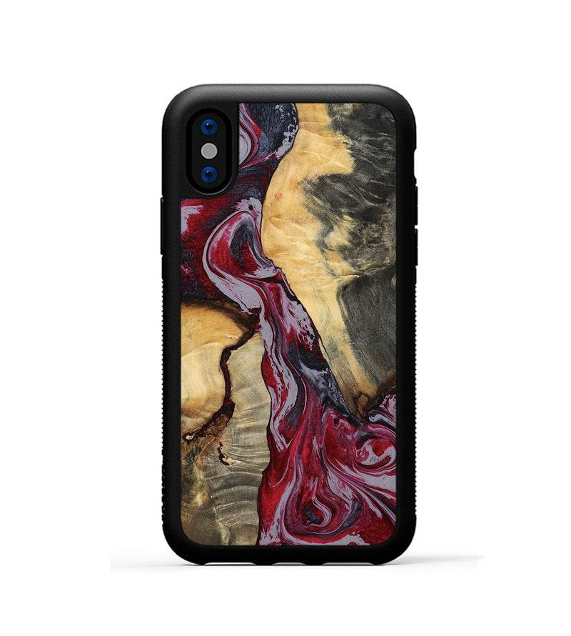 iPhone Xs Wood Phone Case - Caren (Red, 807472)