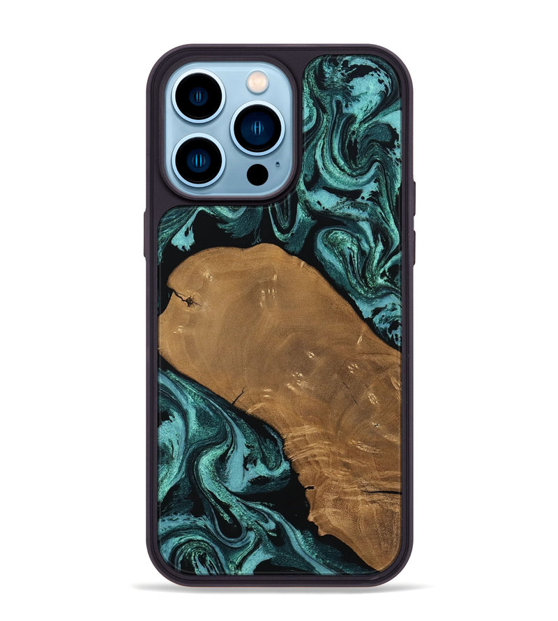 iPhone 14 Pro Max Wood Phone Case - Esther (Green, 807473)