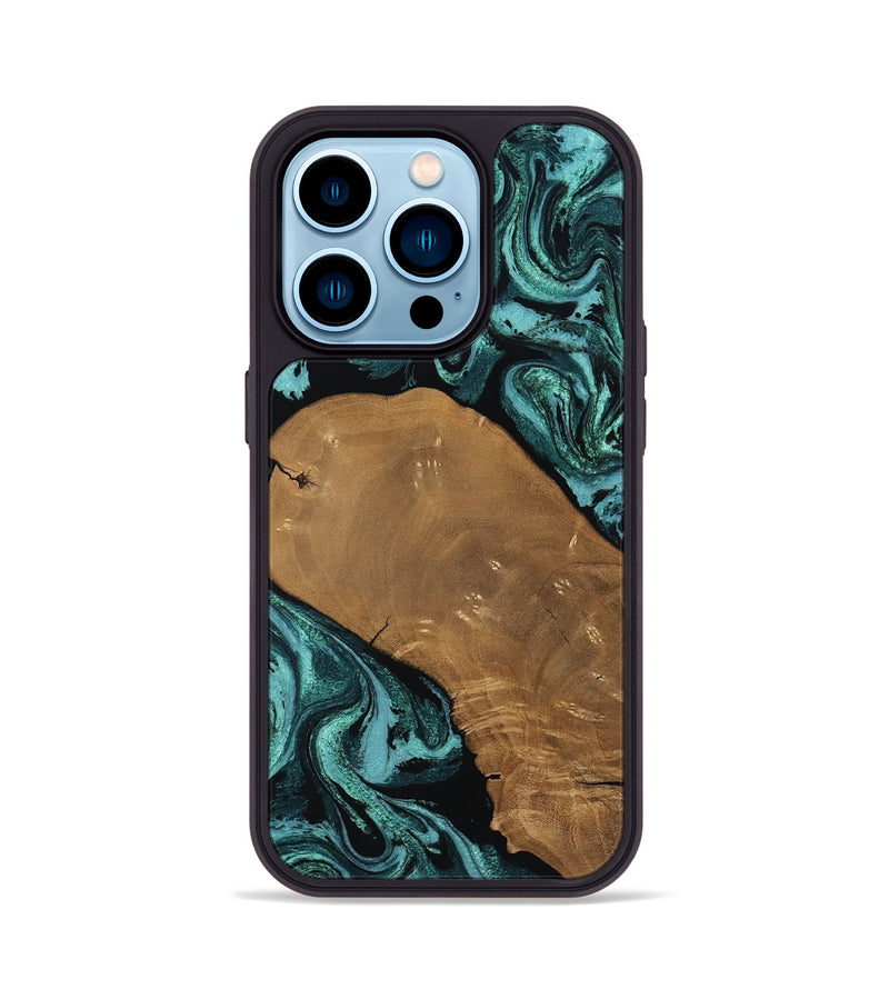 iPhone 14 Pro Wood Phone Case - Esther (Green, 807473)