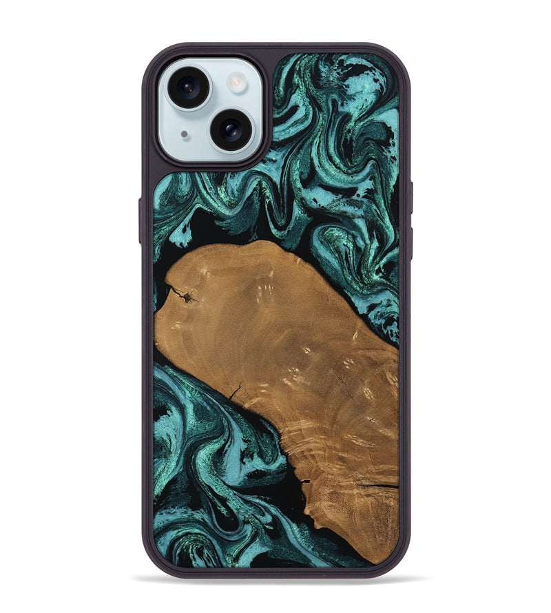 iPhone 15 Plus Wood Phone Case - Esther (Green, 807473)
