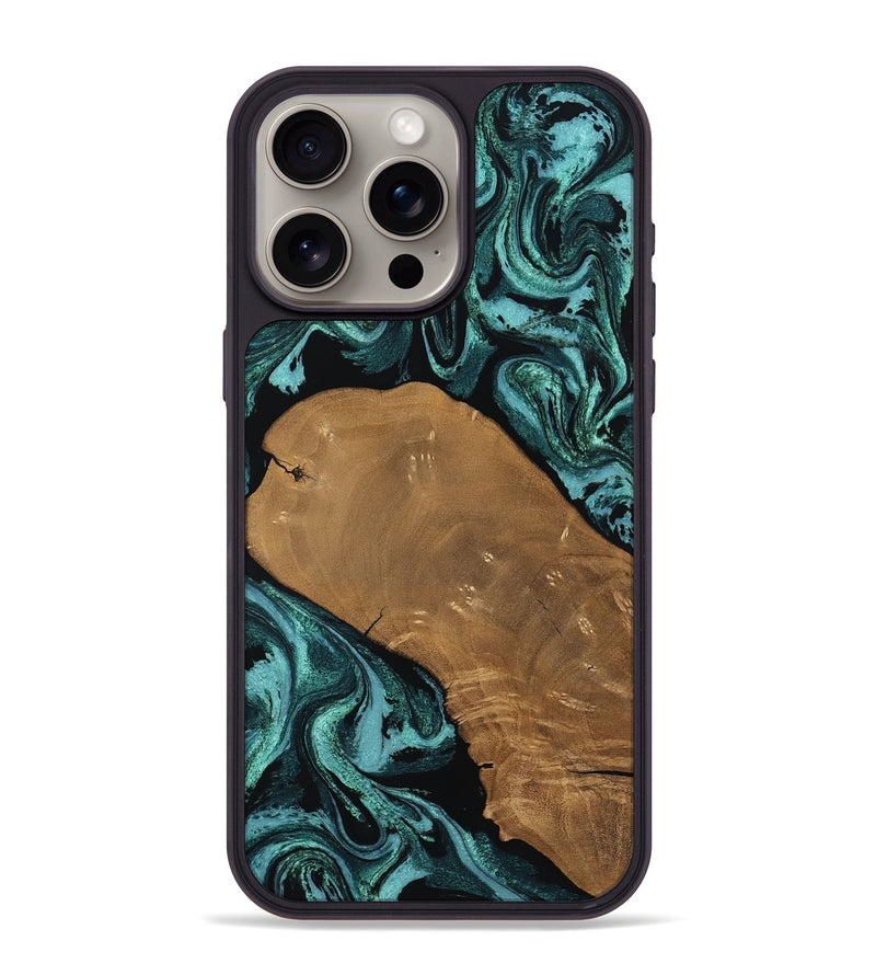 iPhone 15 Pro Max Wood Phone Case - Esther (Green, 807473)