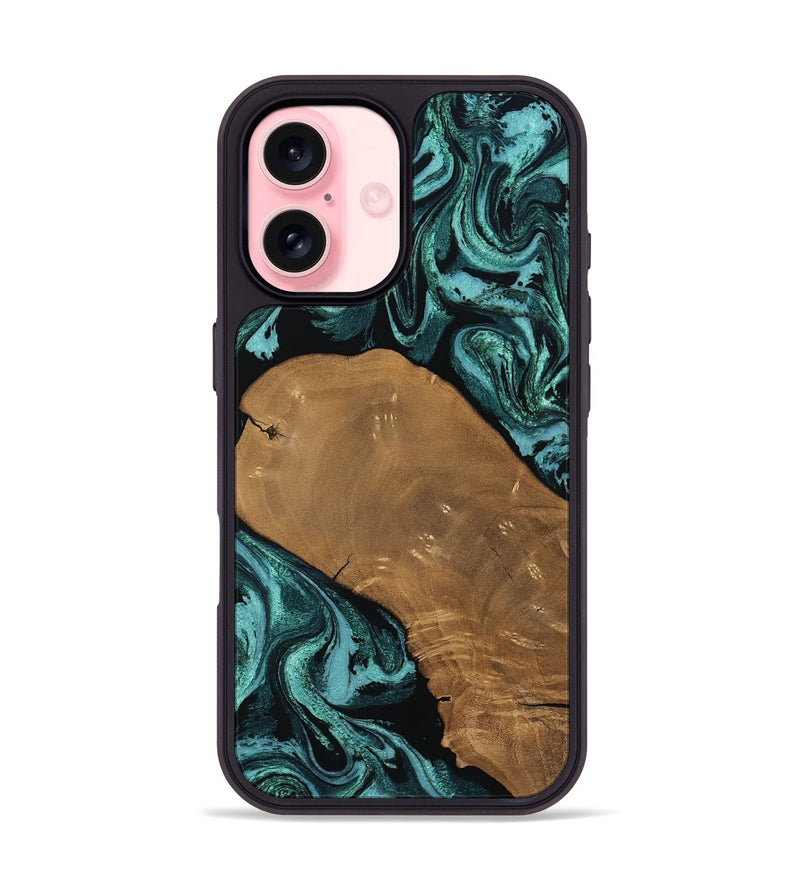 iPhone 16 Wood Phone Case - Esther (Green, 807473)