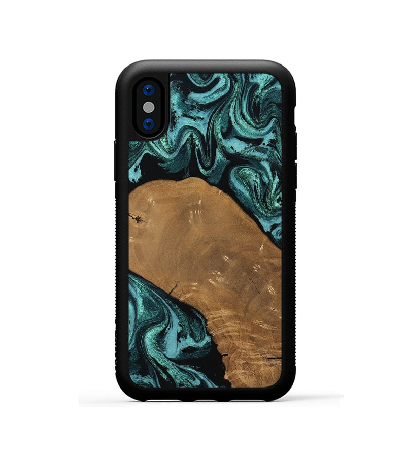 iPhone Xs Wood Phone Case - Esther (Green, 807473)