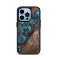 iPhone 14 Pro Wood Phone Case - Adalyn (Teal & Gold, 807502)