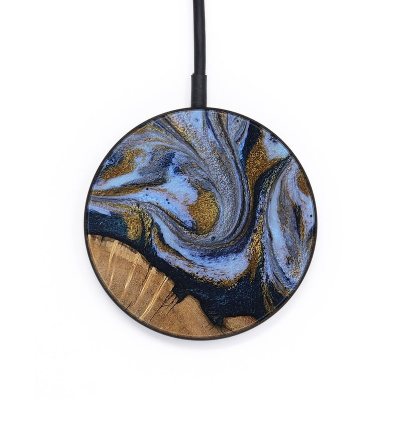 Circle Wood Wireless Charger - Delphia (Teal & Gold, 807504)