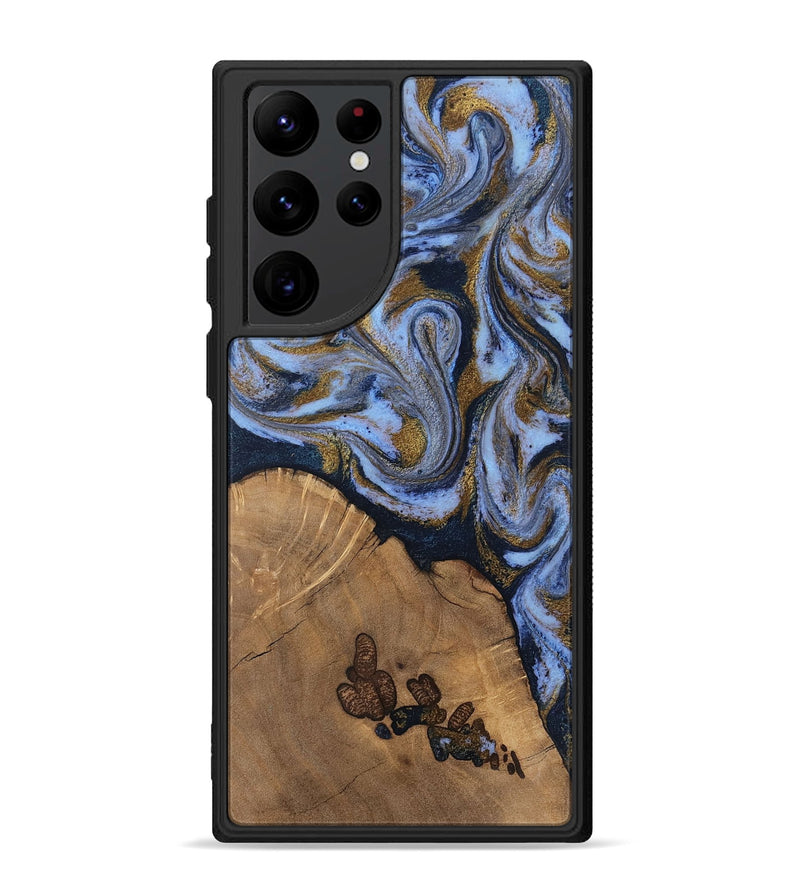 Galaxy S22 Ultra Wood Phone Case - Delphia (Teal & Gold, 807504)