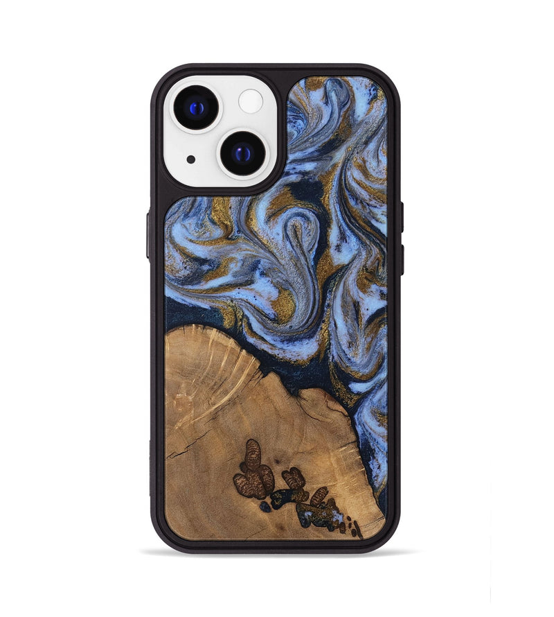 iPhone 13 Wood Phone Case - Delphia (Teal & Gold, 807504)