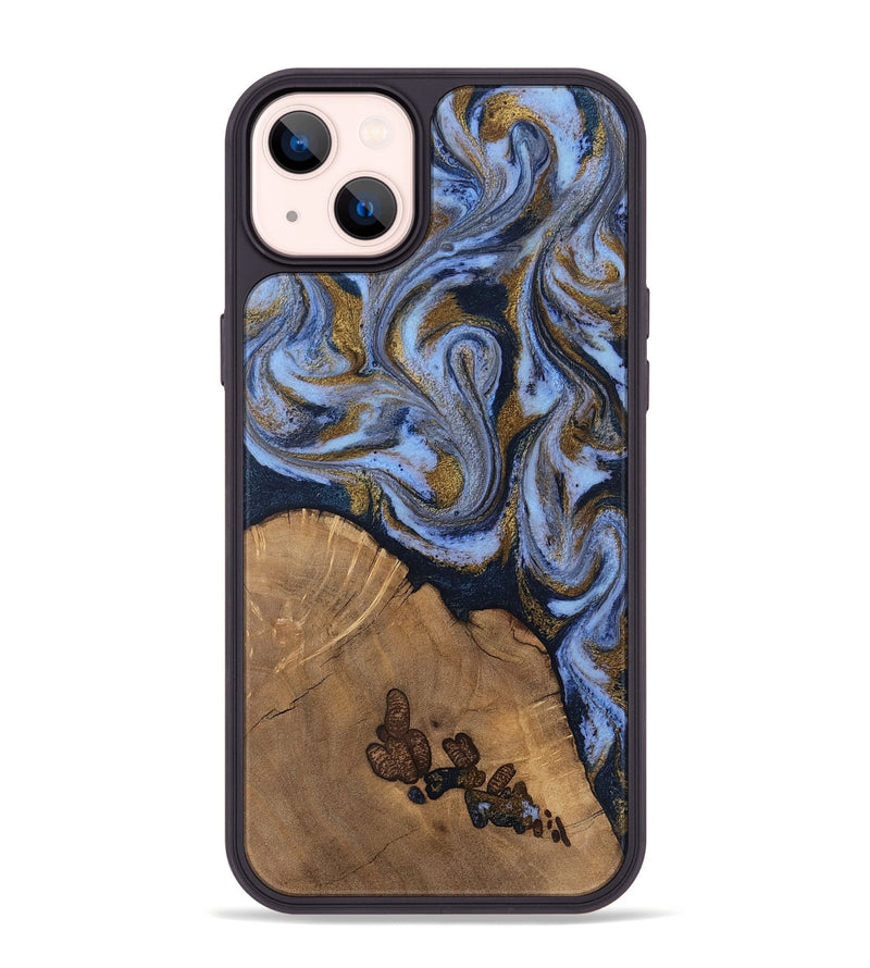 iPhone 14 Plus Wood Phone Case - Delphia (Teal & Gold, 807504)