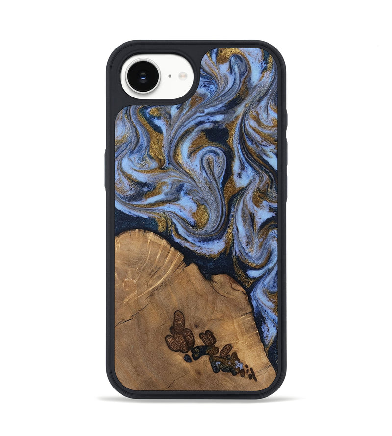 iPhone 16e Wood Phone Case - Delphia (Teal & Gold, 807504)