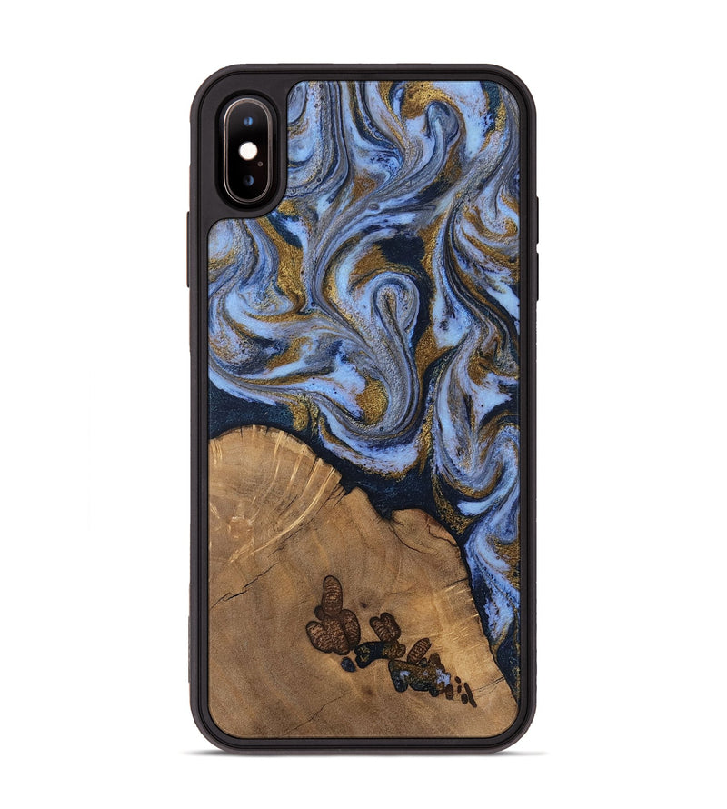 iPhone Xs Max Wood Phone Case - Delphia (Teal & Gold, 807504)