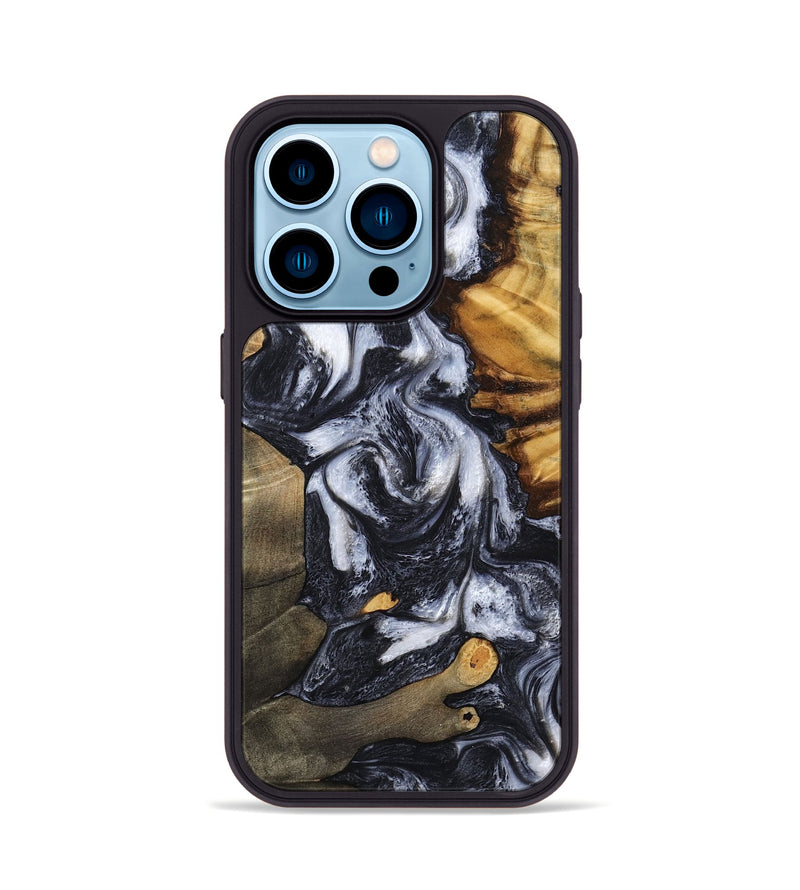 iPhone 14 Pro Wood Phone Case - Samir (Black & White, 807514)