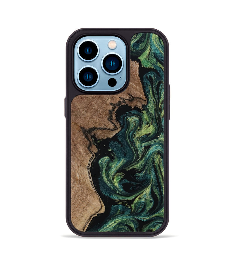 iPhone 14 Pro Wood Phone Case - James (Green, 807524)