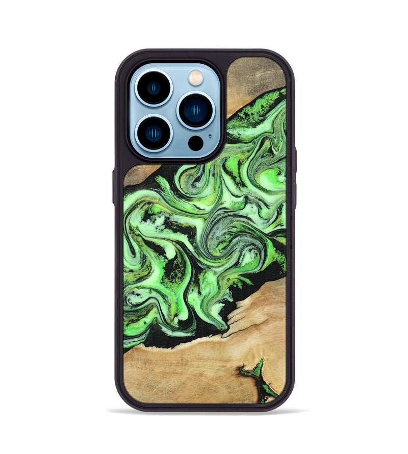 iPhone 14 Pro Wood Phone Case - Margo (Green, 807527)