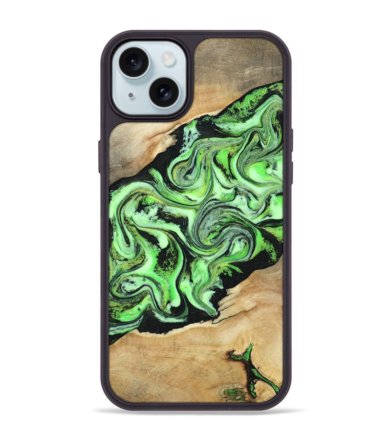 iPhone 15 Plus Wood Phone Case - Margo (Green, 807527)