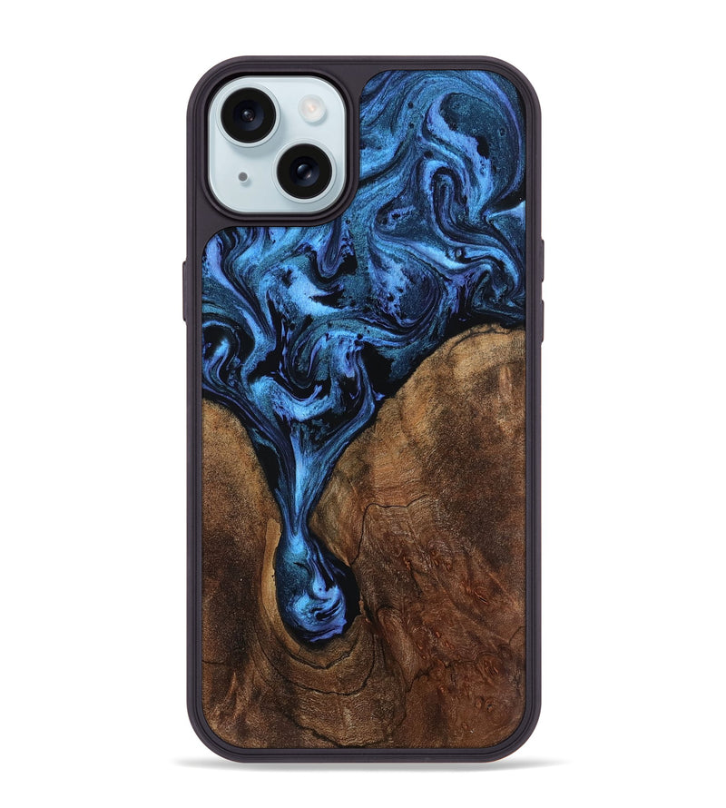 iPhone 15 Plus Wood Phone Case - Milana (Blue, 807528)