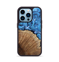 iPhone 14 Pro Wood Phone Case - Michell (Blue, 807529)