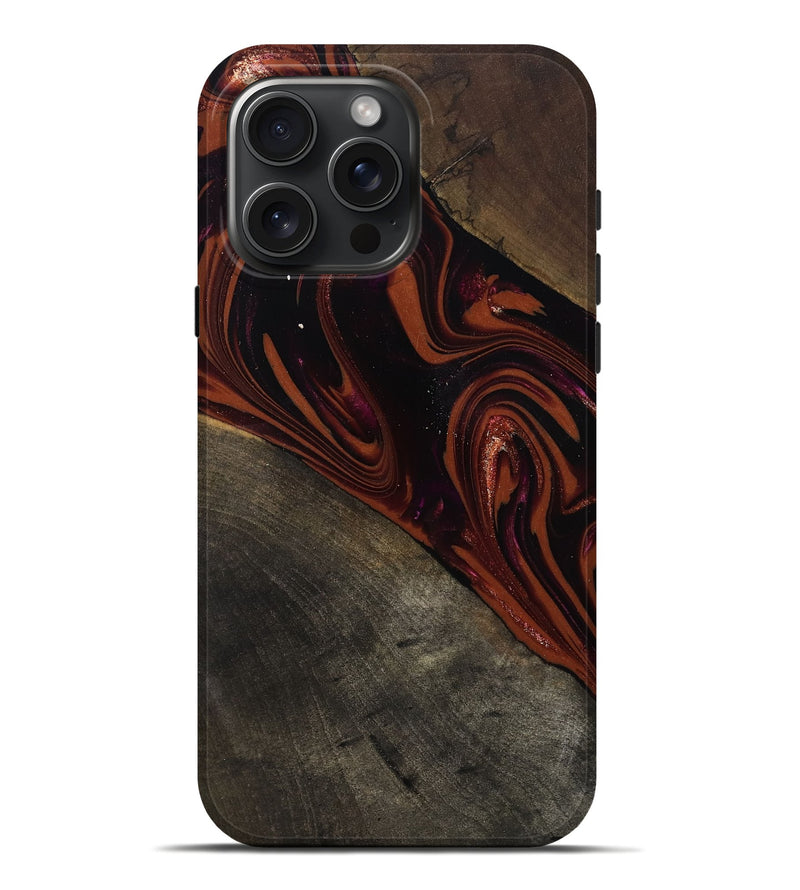 iPhone 16 Pro Max Wood Live Edge Phone Case - Ethyl (Red, 807672)