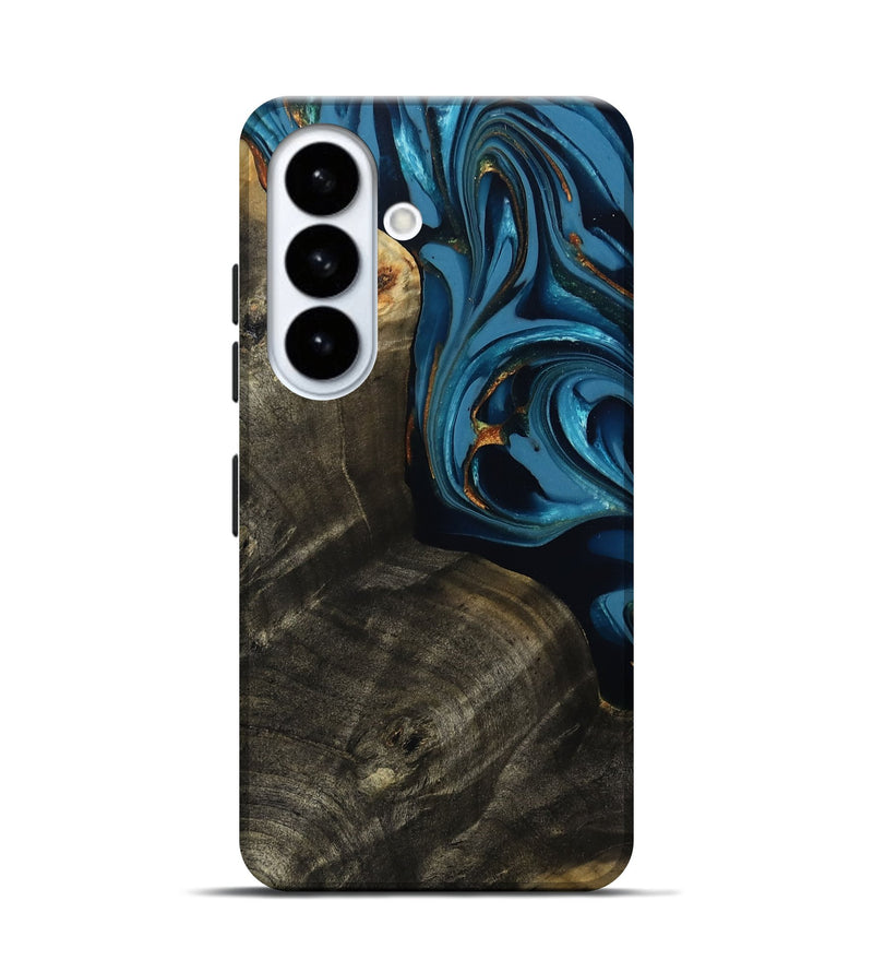 Galaxy S26 Wood Live Edge Phone Case - Colby (Teal & Gold, 807683)