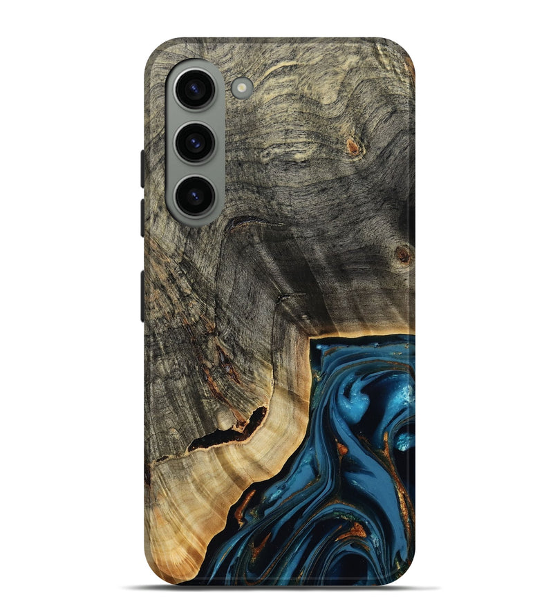 Galaxy S23 Plus Wood Live Edge Phone Case - Lonie (Teal & Gold, 807700)