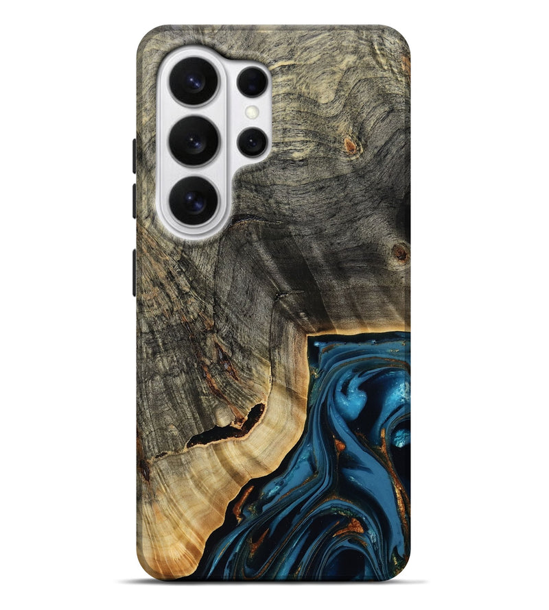 Galaxy S26 Ultra Wood Live Edge Phone Case - Lonie (Teal & Gold, 807700)