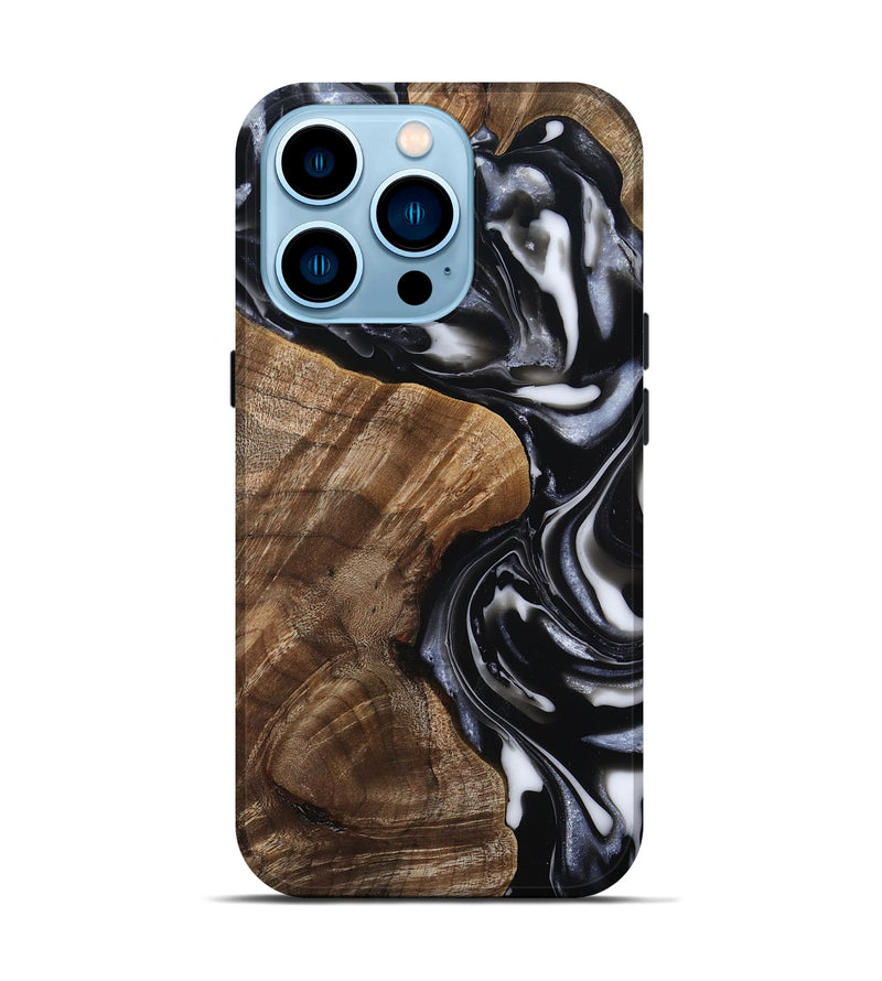 iPhone 14 Pro Wood Live Edge Phone Case - Uriah (Black & White, 807702)