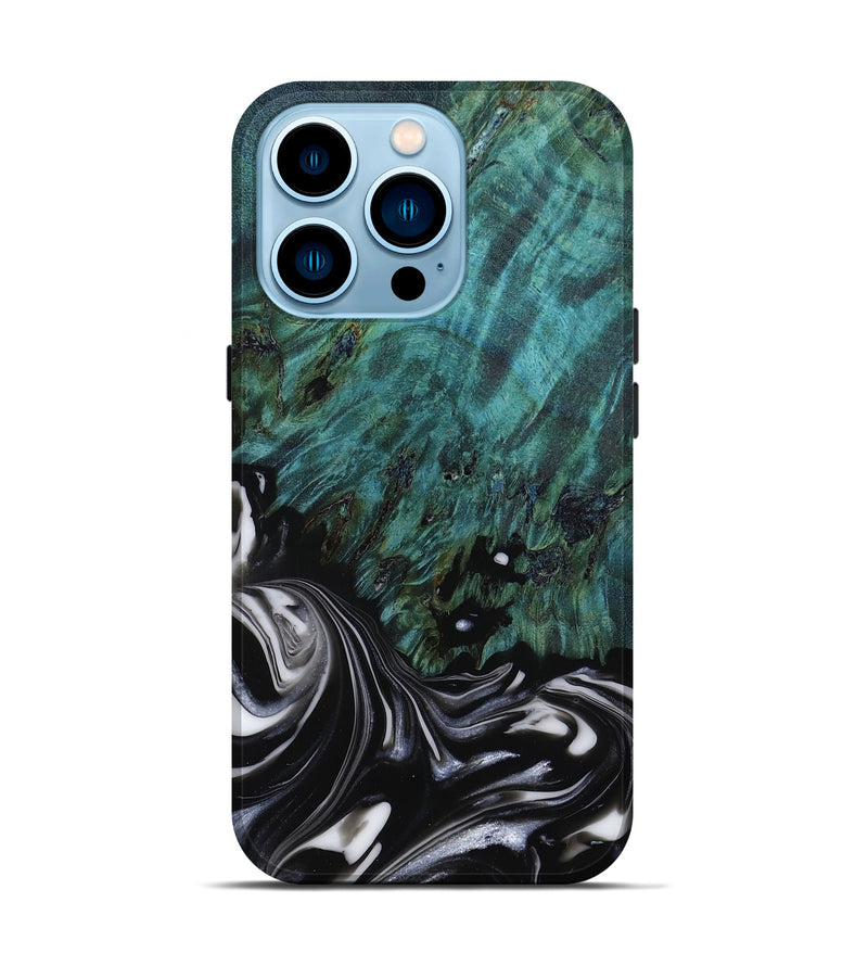 iPhone 14 Pro Wood Live Edge Phone Case - Georgia (Black & White, 807705)