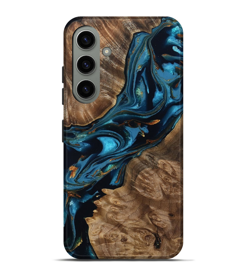 Galaxy S24 Plus Wood Live Edge Phone Case - Oswaldo (Teal & Gold, 807707)