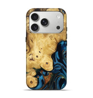 iPhone 17 Pro Wood Live Edge Phone Case - Carlie (Teal & Gold, 807709)