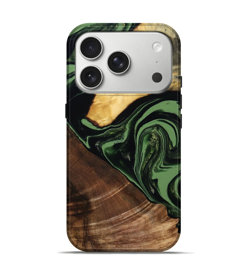 iPhone 17 Pro Wood Live Edge Phone Case - Elden (Green, 807710)