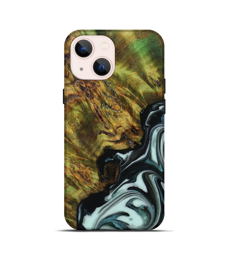iPhone 13 mini Wood Live Edge Phone Case - Deshawn (Green, 807711)