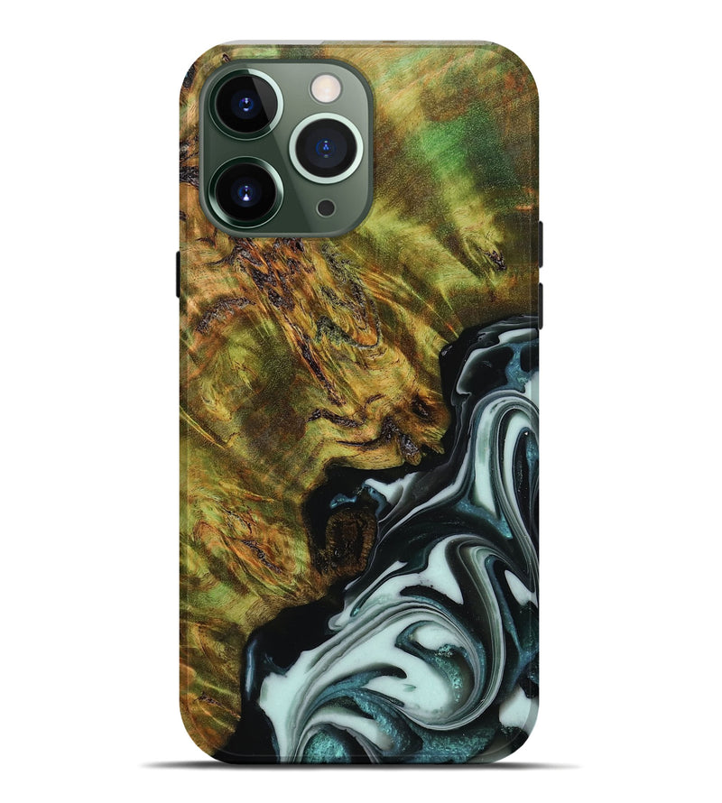 iPhone 13 Pro Max Wood Live Edge Phone Case - Deshawn (Green, 807711)
